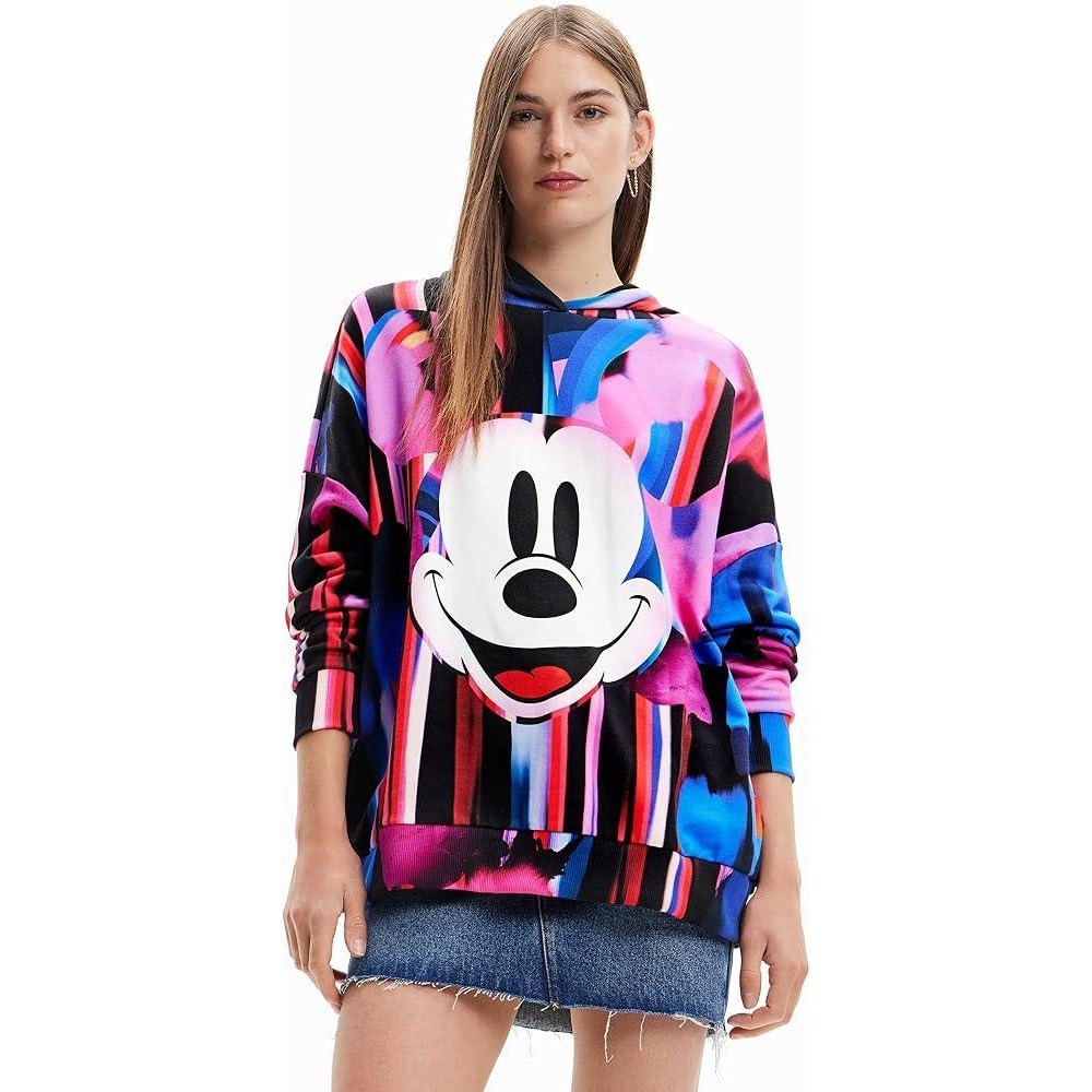 Desigual x Disney Mickey Mouse Abstract Colorful Hoodie Womens Medium Pullover